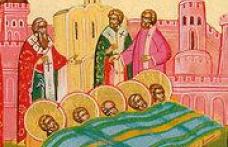 În această lună, ziua a douăzeci şi doua pomenirea aflării moaştelor sfinţilor mucenici din Evghenia, care s-a întâmplat în zilele împăratului Arcadiu