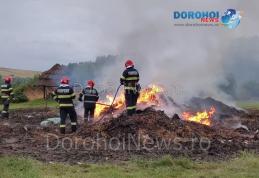 Intervenție la Horlăceni pentru stingerea unui incendiu izbucnit la aproximativ 15 tone de deșeuri vegetale - FOTO