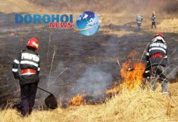 Zeci de pompieri militari și voluntari mobilizați pentru stingerea unor incendii de vegetație