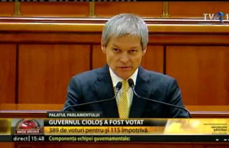 Cioloş, după ce a primit votul de încredere al Parlamentului: Veţi avea în guvern un partener deschis