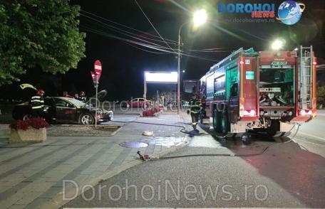 Taxi cuprins de flăcări la Dorohoi. Pompierii au intervenit pentru a limita extinderea flăcărilor – FOTO