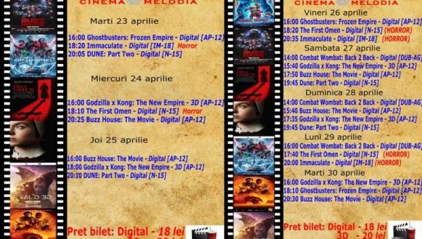 Vezi ce filme vor rula la Cinema „MELODIA” Dorohoi, în săptămâna 23 - 30 aprilie – FOTO