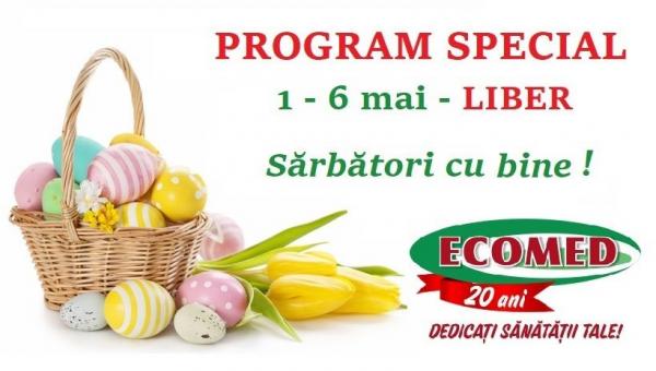 Programul clinicilor ECOMED, din Botoșani și Dorohoi, pentru perioada sărbătorilor de Paște
