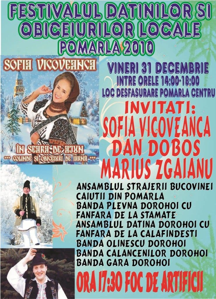 Datini si obiceiuri locale la Pomarla
