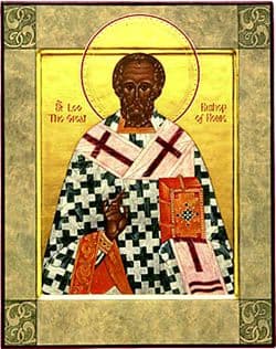 În această lună, ziua a optsprezecea, pomenirea celui între sfinţi părintelui nostru Leon papa al Romei.