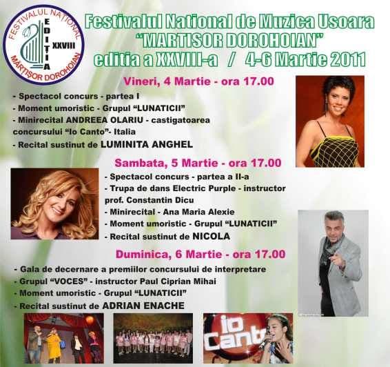 “MARTISOR DOROHOIAN” Programul complet al festivalului – Detalii privind procurarea biletelor