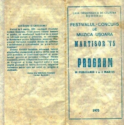 Certificatul de nastere al Festivalului Martisor Dorohoian