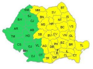 Cod galben de ploi, vijelii şi grindină până sâmbătă