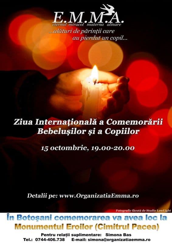 ”Ziua Internaţională a Comemorării Bebeluşilor şi a Copiilor” celebrată pe 15 Octombrie şi la Botoşani