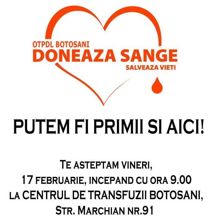OT PDL Botoșani se alătură campaniei „Donează sânge, salvează vieţi”