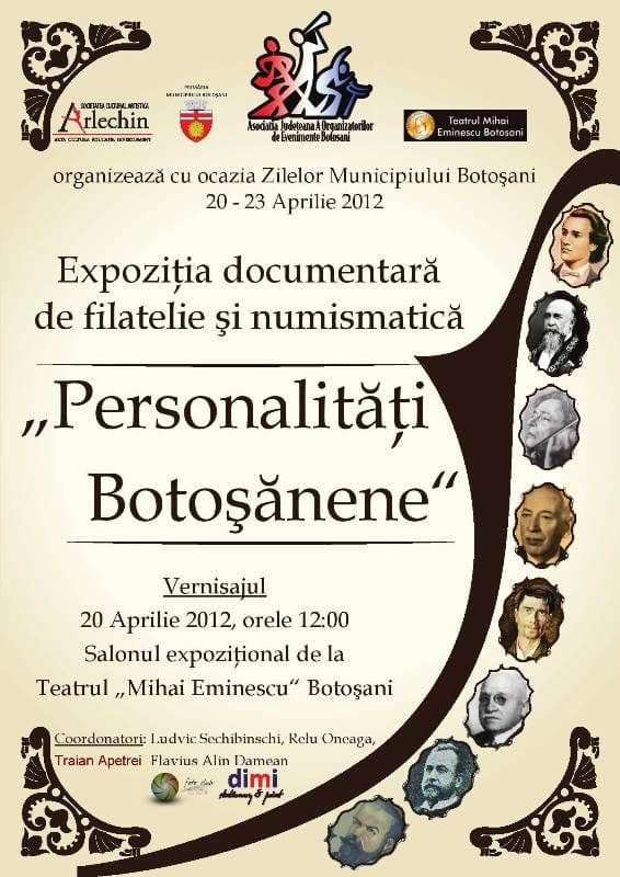 „Personalități Botoșănene”, expoziţie documentară de filatelie şi numismatică