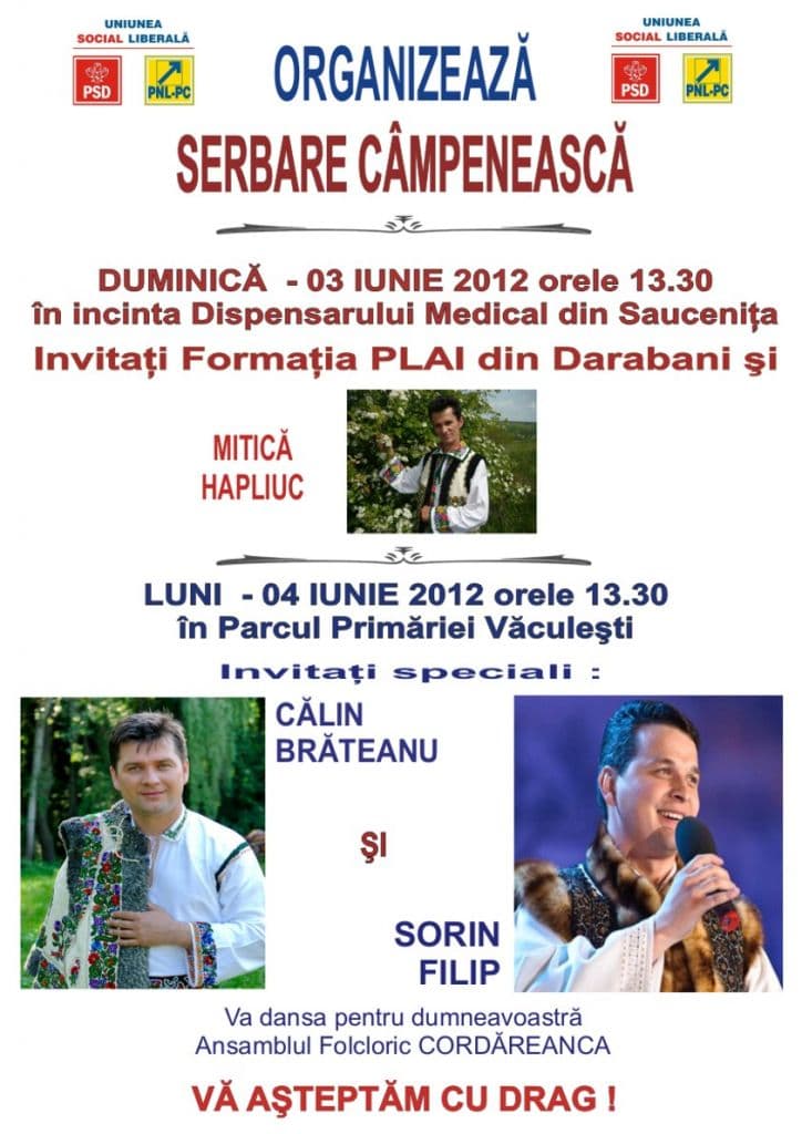 Serbare câmpenească astăzi la Văculești
