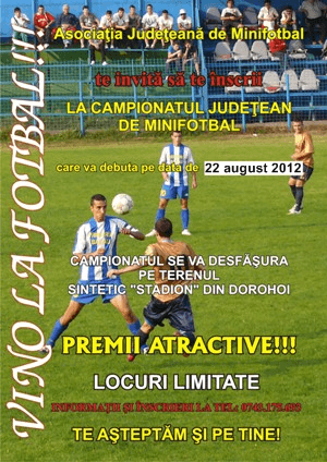 Au început înscrierile pentru campionatul judeţean de mini fotbal
