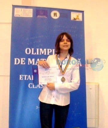 O elevă a Şcolii Gimnaziale “Spiru Haret” Dorohoi calificată la olimpiada naţională de matematică