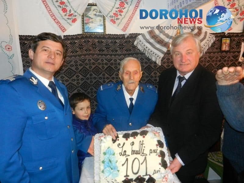 Cel mai vârstnic veteran jandarm sărbătorit astăzi la Hudești - FOTO