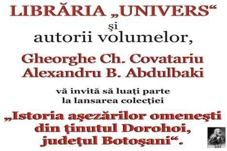 Lansare de carte: „Istoria așezărilor omenești din ținutul Dorohoi, județul Botoșani”