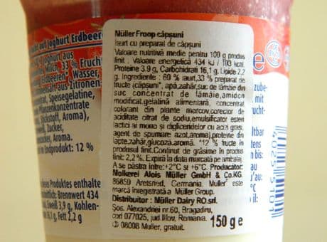 Iaurtul Muller conţine un agent utilizat în industria detergenţilor