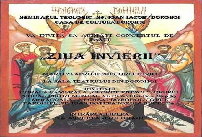 Astăzi dorohoienii sunt invitați la Concertul de Paști „ZIUA ÎNVIERII”