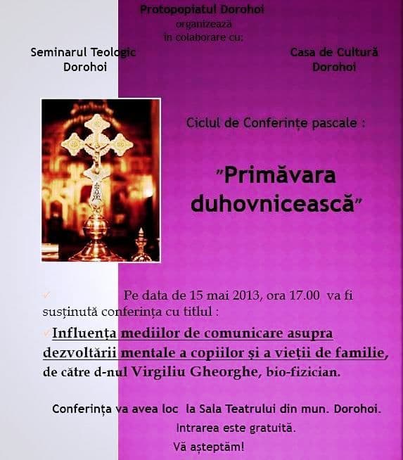 Invitație la o nouă întâlnire din cadrul conferințelor „Primăvara duhovnicească”