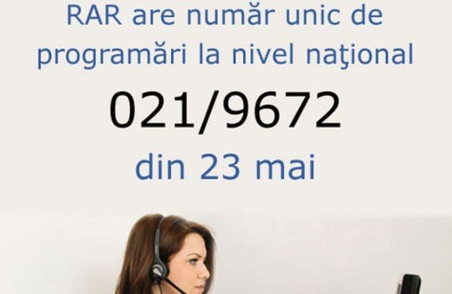 Număr unic pentru programările la RAR