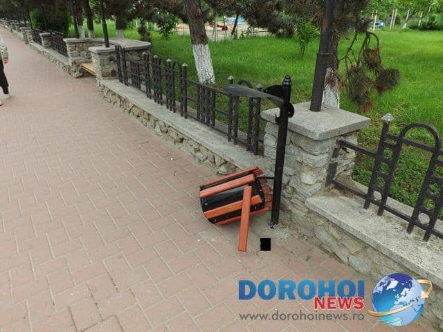Tânăr dorohoian cercetat penal pentru distrugerea unor coșuri de gunoi de pe Bulevardul Victoriei din Dorohoi