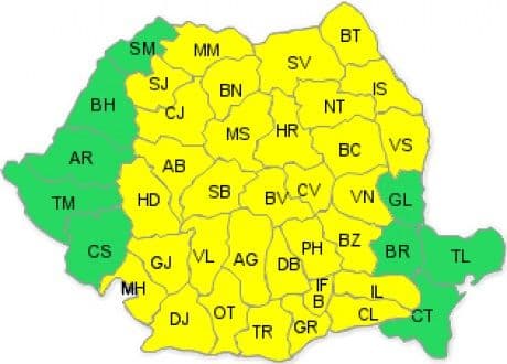 Județul Botosani și astăzi sub atenționare ! COD GALBEN de vijelii, ploi torenţiale şi grindină