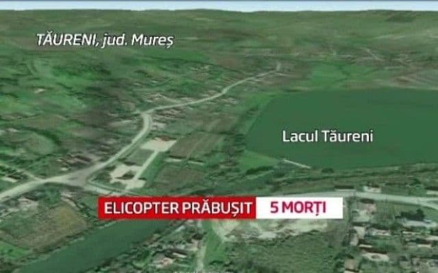 Cinci morţi, după ce un elicopter prăbuşit în lacul din localitatea Tăureni