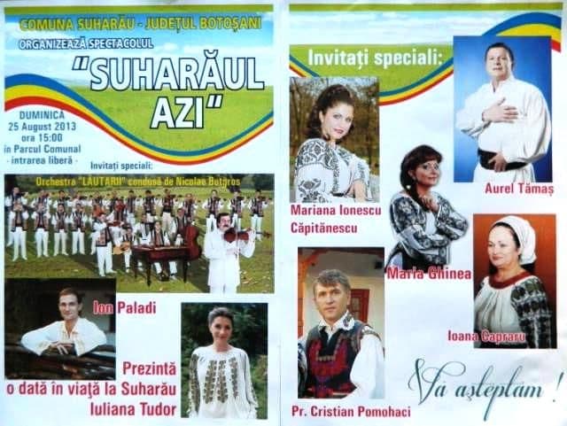 Spectacol organizat astăzi la Suharău: Vezi cine va cânta alături de Orchestra Lăutarii și Nicolae Botgros