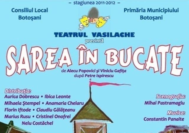 „Sarea în bucate”, duminică,  la Teatrul pentru Copii şi Tineret „Vasilache”
