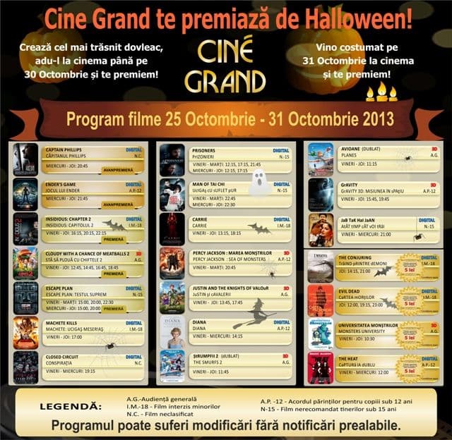 Uvertura Mall: Vezi ce filme rulează la Cine Grand în perioada 24 - 31 octombrie 2013!