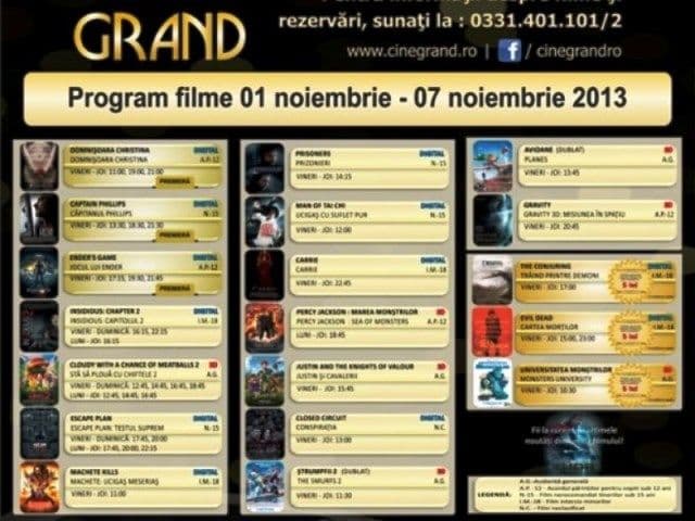 Uvertura Mall: Vezi ce filme rulează la Cine Grand în perioada 1-7 noiembrie 2013!