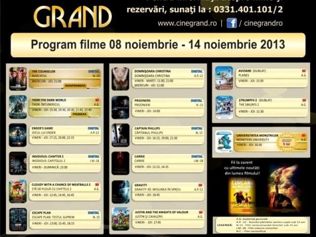Uvertura Mall: Vezi ce filme rulează la Cine Grand în perioada 8-14 noiembrie 2013!
