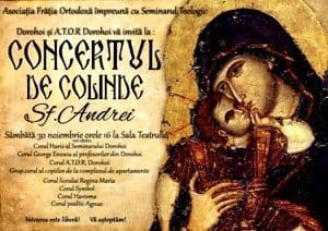 Dorohoienii sunt așteptați astăzi la un Concert tradițional de colinde de Sfântul Andrei