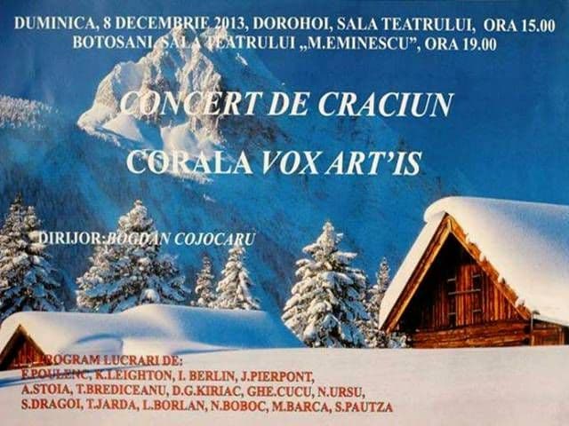 Dorohoienii sunt așteptați la „Concertul de Crăciun” la Sala Teatrului 