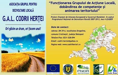 G.A.L. Codrii Herței - apel de selecție pentru Măsura 413.12 „Sprijin pentru crearea și dezvoltarea de micro-întreprinderi”