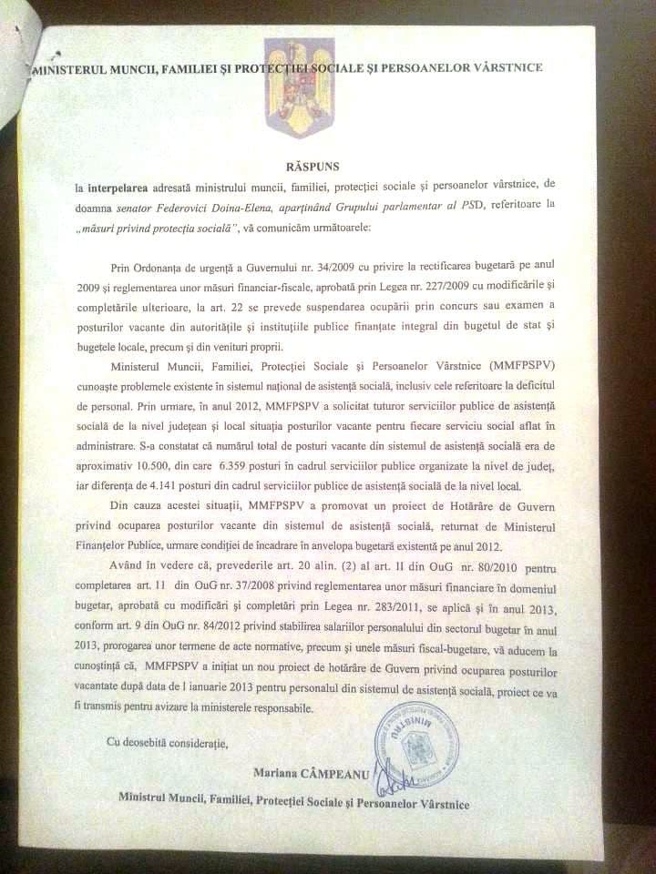 RASPUNS Ministerul Muncii