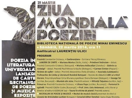 Astăzi la Ipotești: Activităţi prilejuite de ZIUA MONDIALĂ A POEZIEI – POEZIA ÎN LITERATURA UNIVERSALĂ