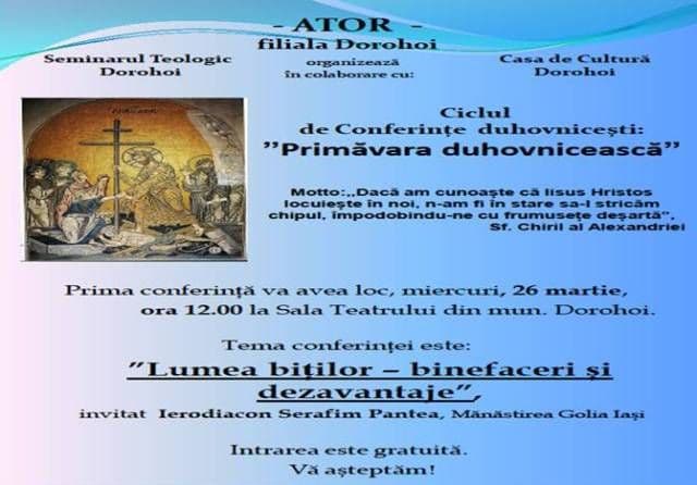 Protopopiatul Dorohoi organizează conferințe duhovnicești „Primăvara duhovnicească” în Postul Mare