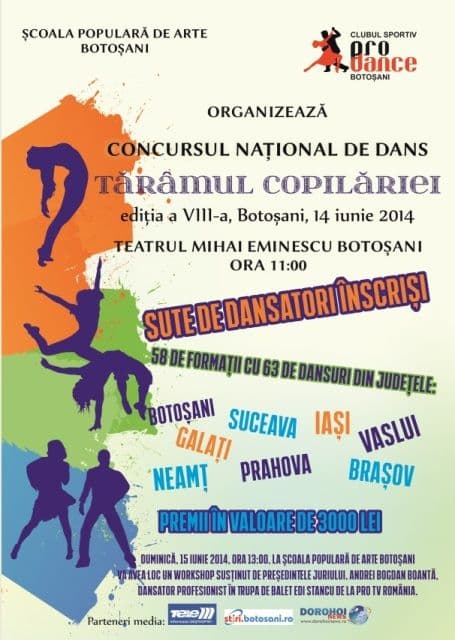 Concurs Național de Dans „Tărâmul copilăriei...”, ediția a VIII-a organizat de Clubul Sportiv Pro Dance și Școala Populară de Arte Botoșani
