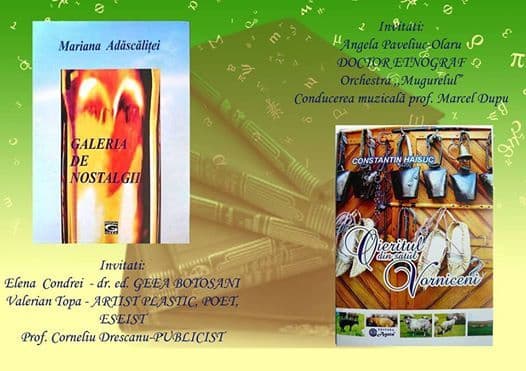 Lansare de carte la Dorohoi - „Galeria de nostalgii” și „Oieritul din satul Vorniceni”