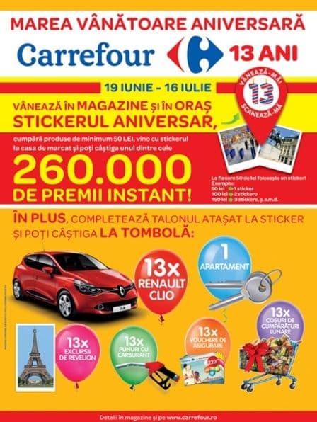 Carrefour aniversează 13 ani de prețuri incendiare cu peste 260.000 de premii