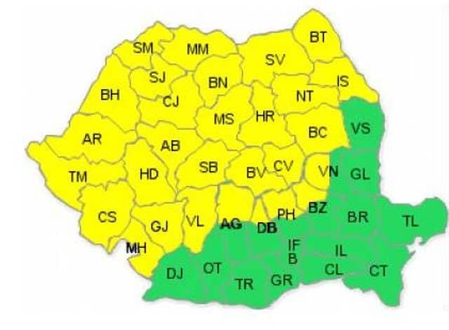 Avertizare cod galben de furtuni puternice. Vezi zonele afectate