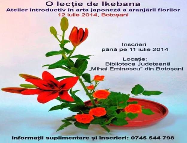 O lecție de Ikebana la Botoșani. Atelier introductiv în arta japoneză a aranjării florilor 