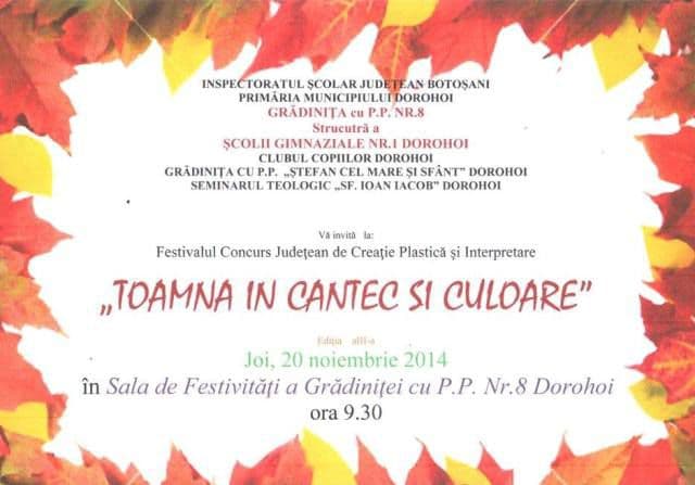 „Toamna în cântec și culoare” - Concurs Județean la Grădinița cu P.P. Nr.8 Dorohoi