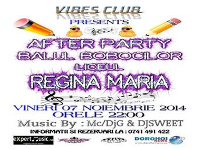 Petrecere la Vibes Club „After Party Balul Bobocilor Liceul Regina Maria 2014”