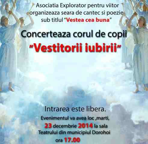 Concert de colinde la Dorohoi, susținut de corul „Vestitorii Iubirii”