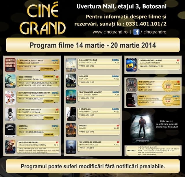 Program CIne Grand 14-20 martie