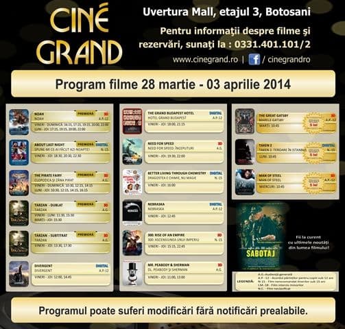 Program Cine Grand 28 martie – 3 aprilie 2014