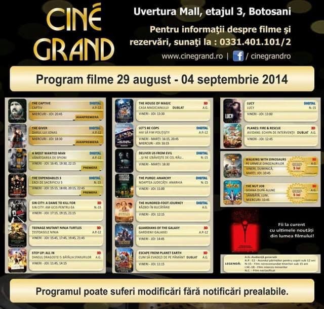 Cine Grand 29 august 4 septembrie