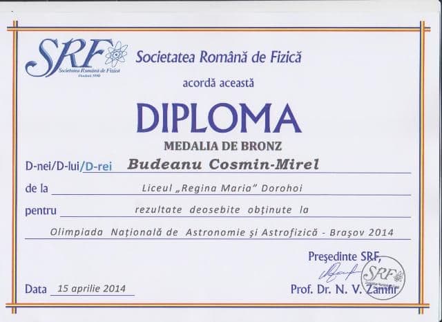 Medalie de bronz 2014
